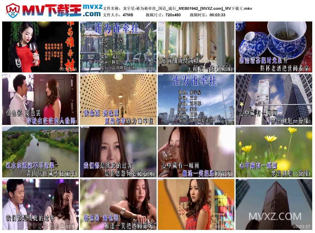 龙宇星-谁为谁牵挂_国语_流行_MEB01942